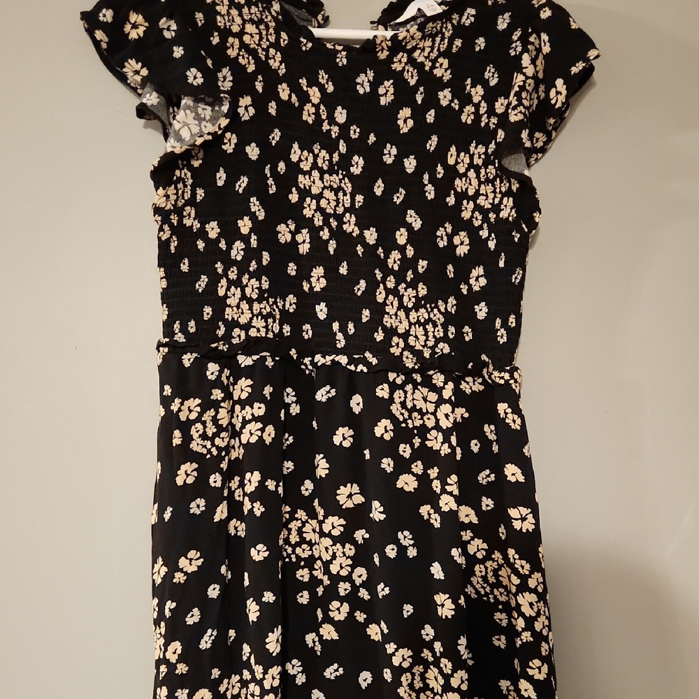 Time and Tru Black and White Floral Midi Dress